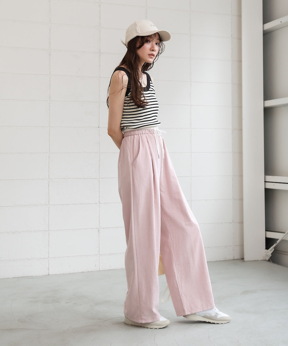 ダブルウエストピーチスキンカラーパンツ