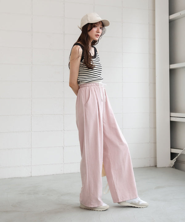 ダブルウエストピーチスキンカラーパンツ