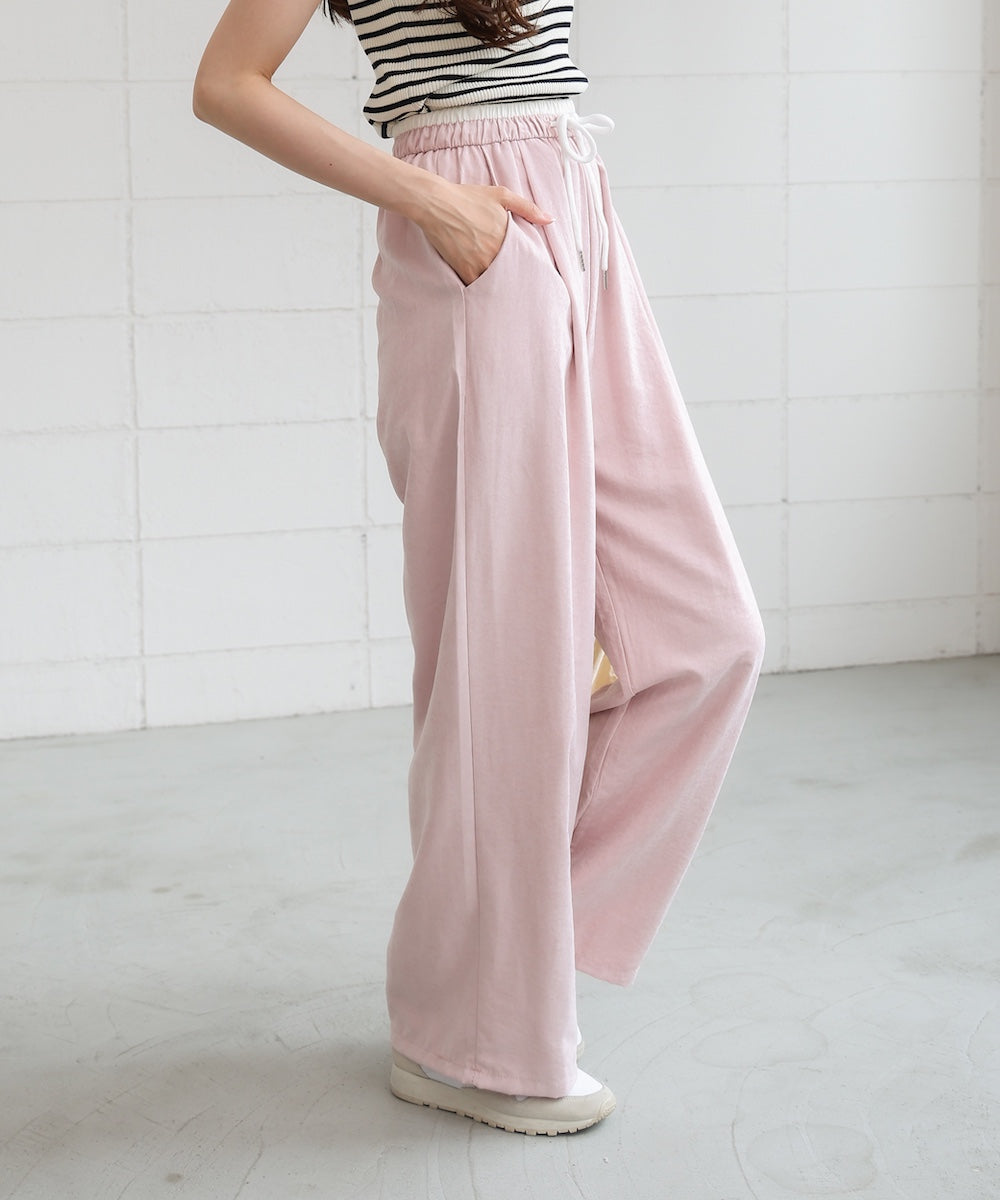 ダブルウエストピーチスキンカラーパンツ
