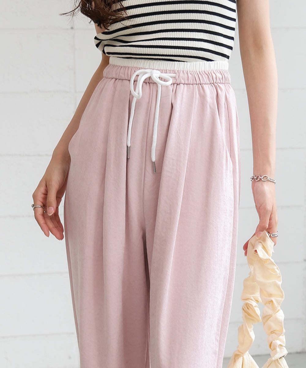 ダブルウエストピーチスキンカラーパンツ