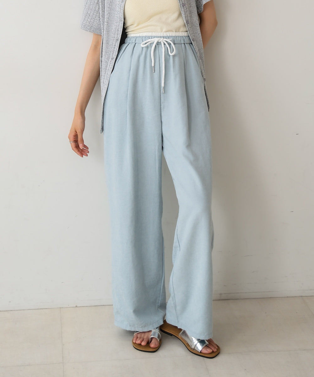 ダブルウエストピーチスキンカラーパンツ