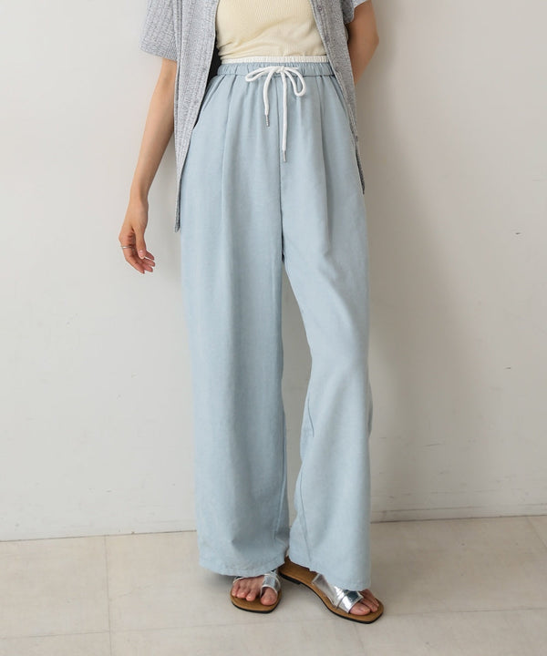 ダブルウエストピーチスキンカラーパンツ