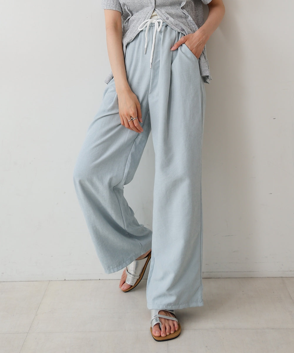 ダブルウエストピーチスキンカラーパンツ