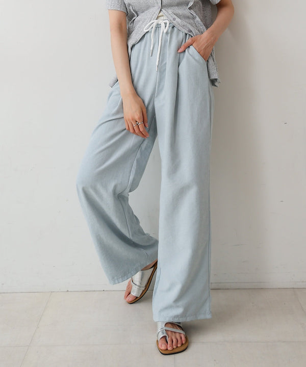 ダブルウエストピーチスキンカラーパンツ