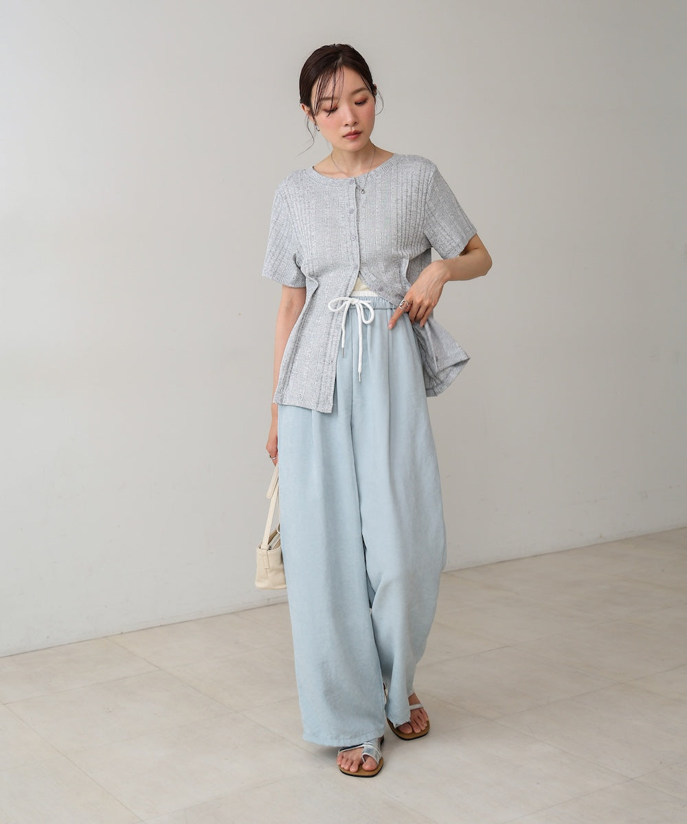 ダブルウエストピーチスキンカラーパンツ