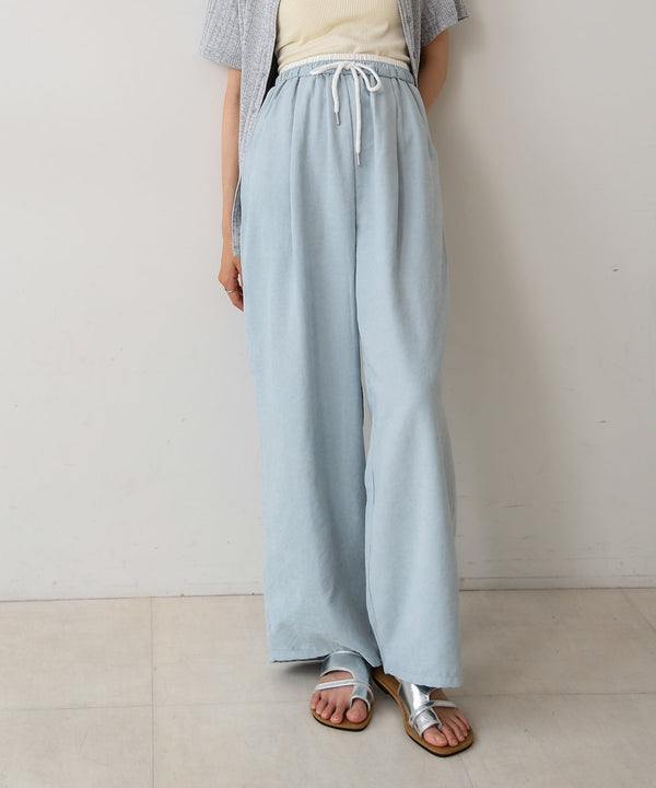 ダブルウエストピーチスキンカラーパンツ