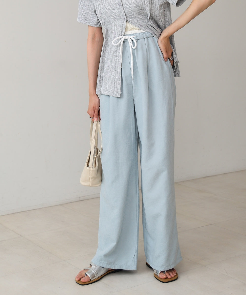 ダブルウエストピーチスキンカラーパンツ