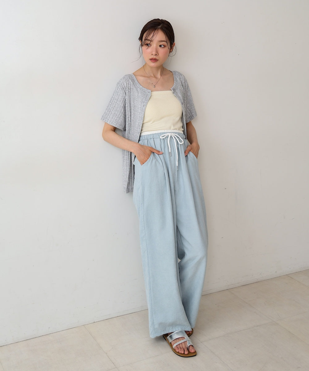 ダブルウエストピーチスキンカラーパンツ