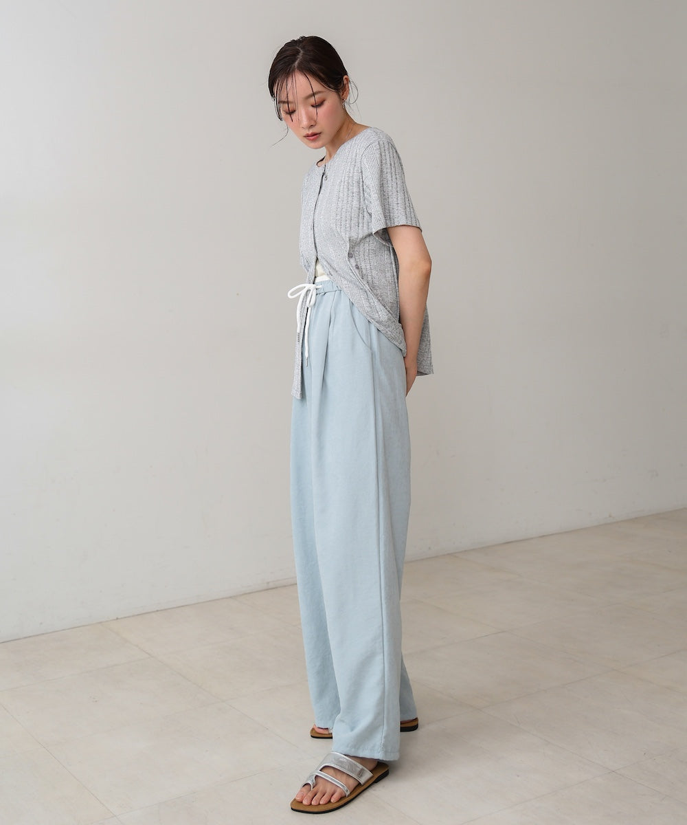 ダブルウエストピーチスキンカラーパンツ