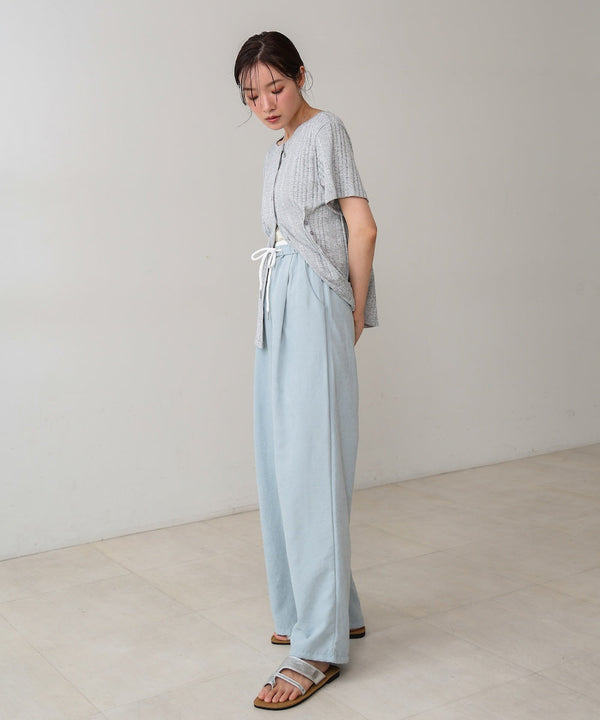 ダブルウエストピーチスキンカラーパンツ