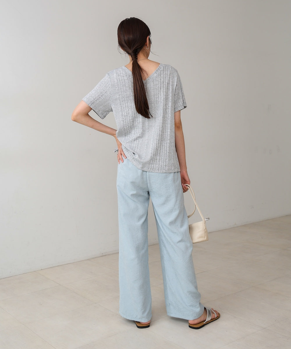 ダブルウエストピーチスキンカラーパンツ