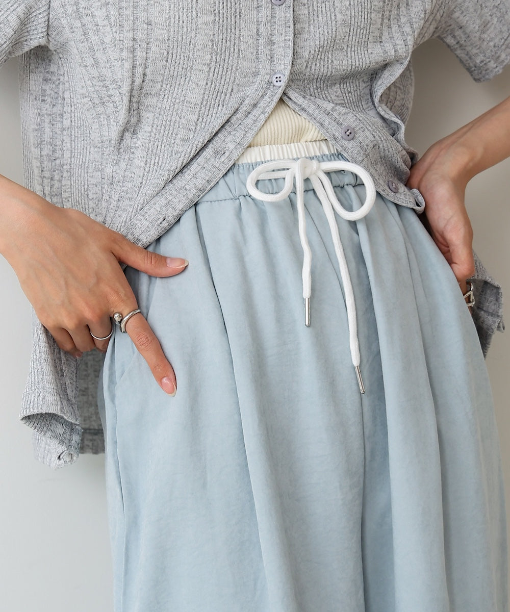 ダブルウエストピーチスキンカラーパンツ