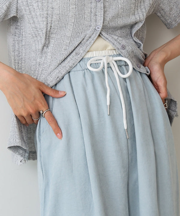 ダブルウエストピーチスキンカラーパンツ