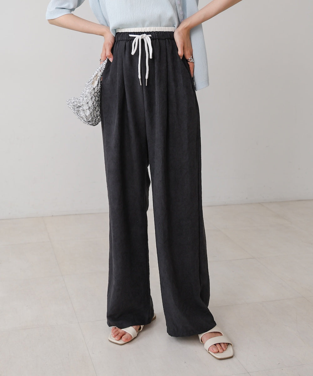 ダブルウエストピーチスキンカラーパンツ