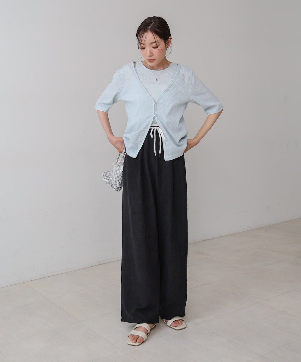 ダブルウエストピーチスキンカラーパンツ