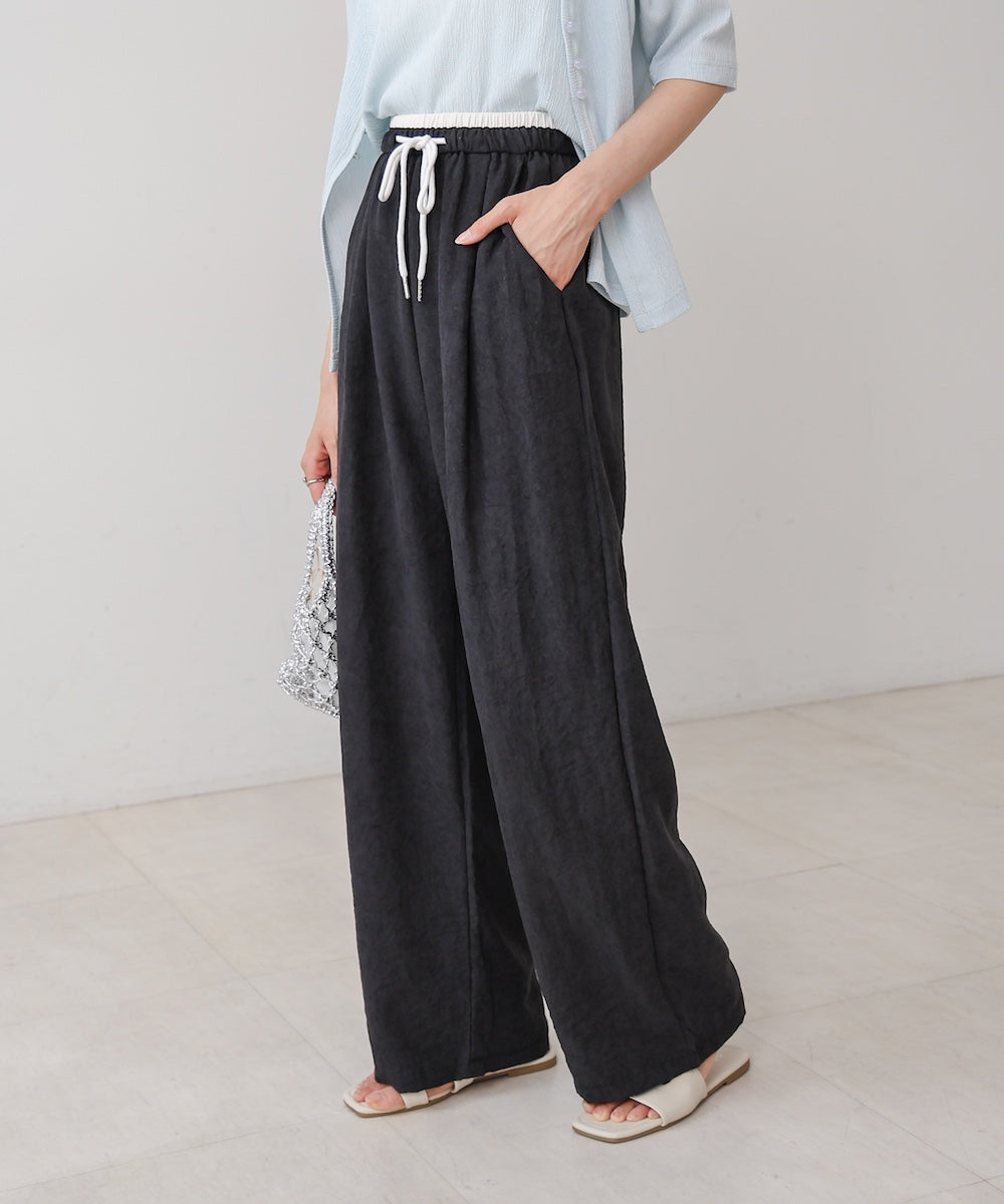 ダブルウエストピーチスキンカラーパンツ