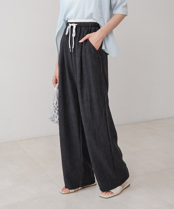 ダブルウエストピーチスキンカラーパンツ