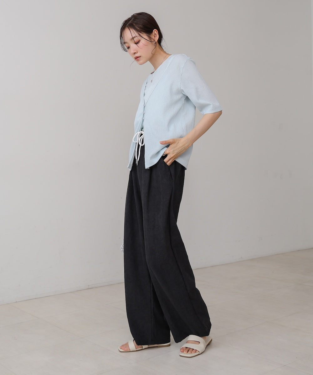 ダブルウエストピーチスキンカラーパンツ