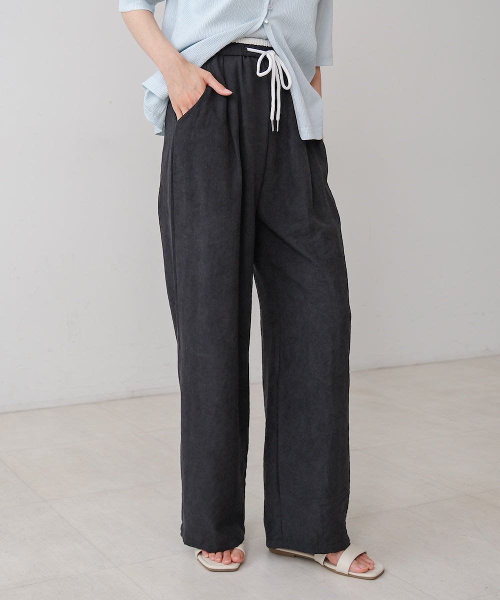 ダブルウエストピーチスキンカラーパンツ