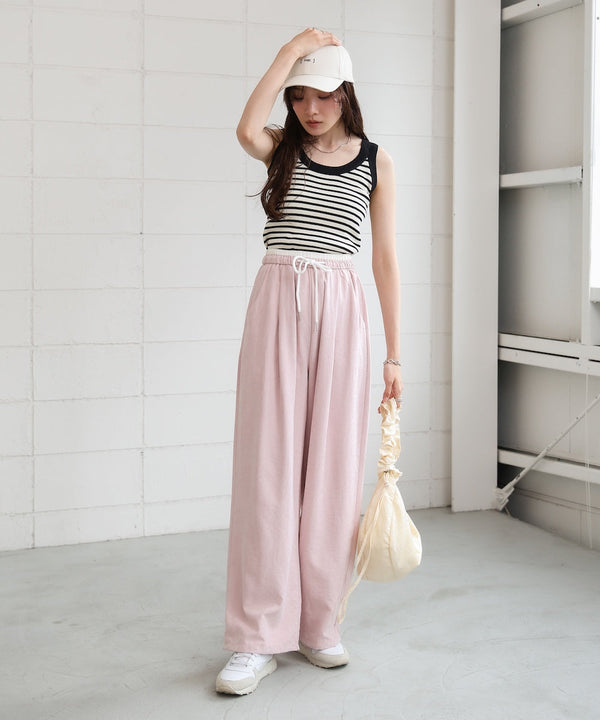 ダブルウエストピーチスキンカラーパンツ