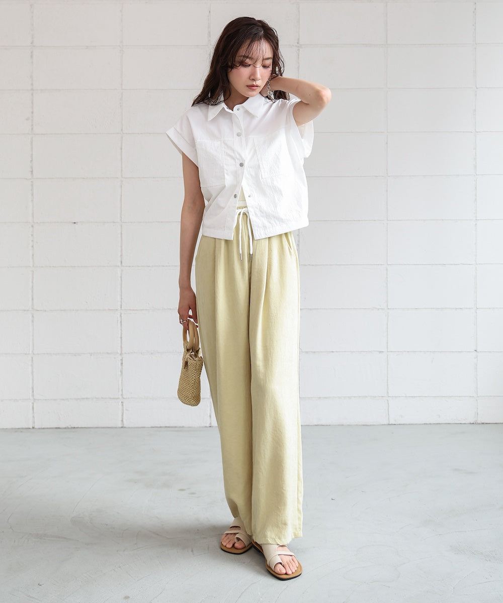 ダブルウエストピーチスキンカラーパンツ