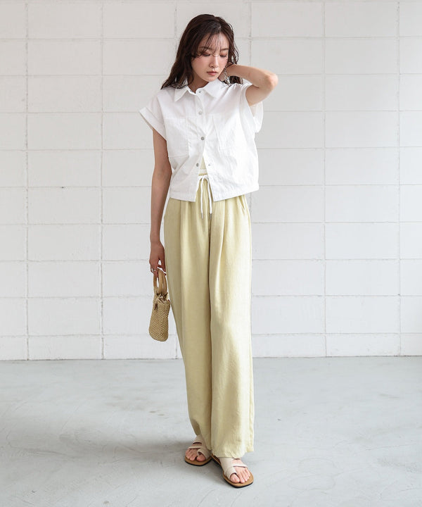 ダブルウエストピーチスキンカラーパンツ