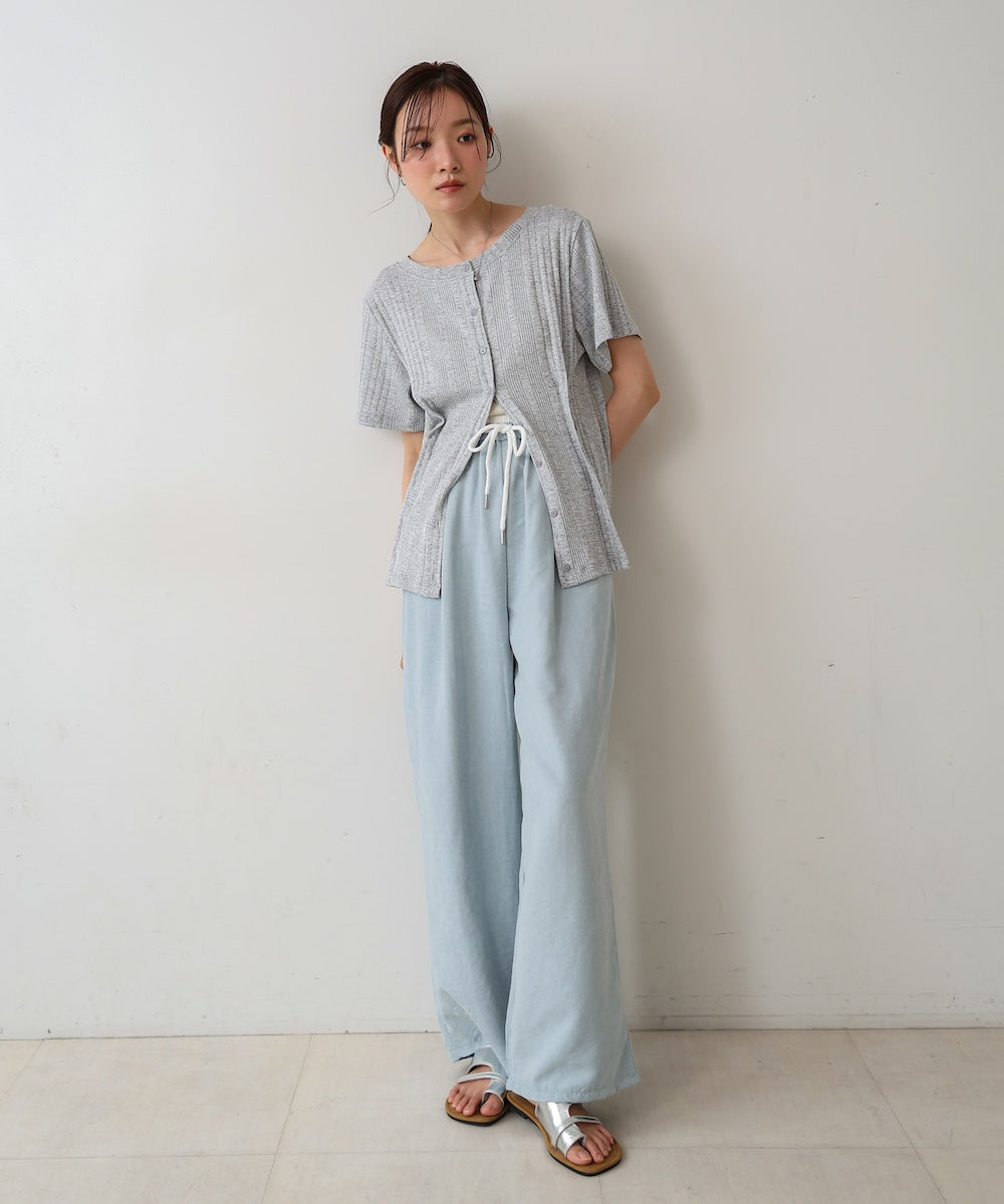 ダブルウエストピーチスキンカラーパンツ