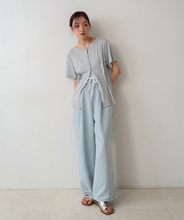 ダブルウエストピーチスキンカラーパンツ