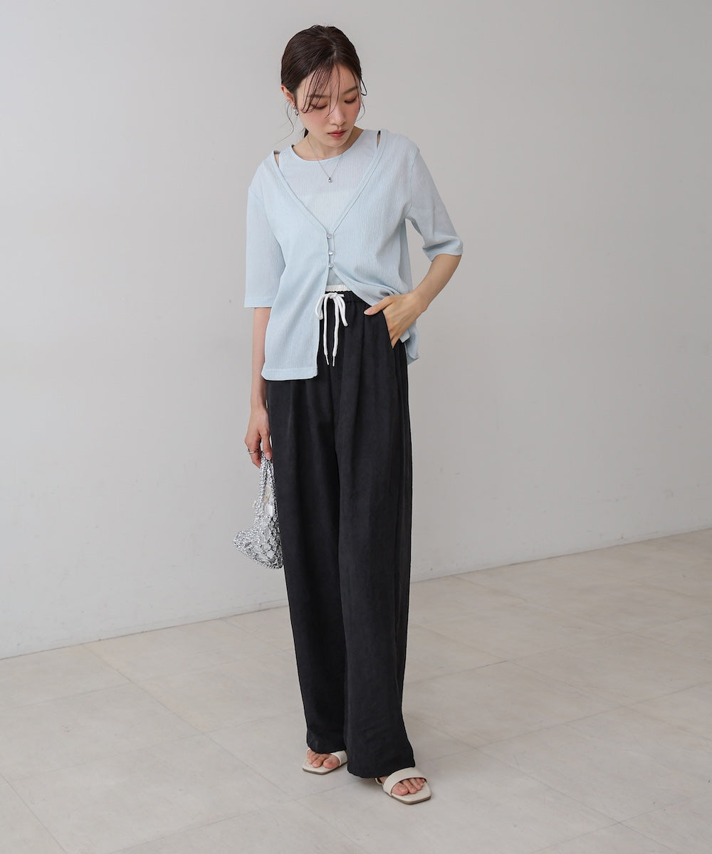 ダブルウエストピーチスキンカラーパンツ