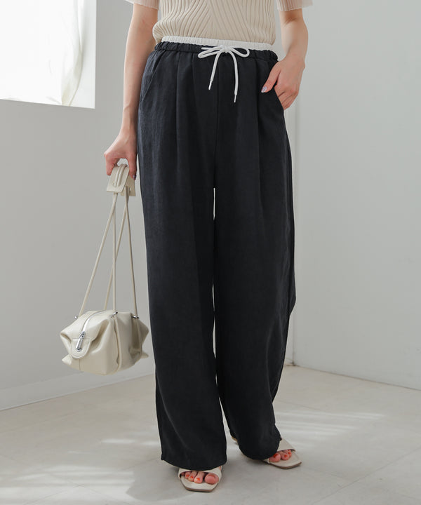 ダブルウエストピーチスキンカラーパンツ