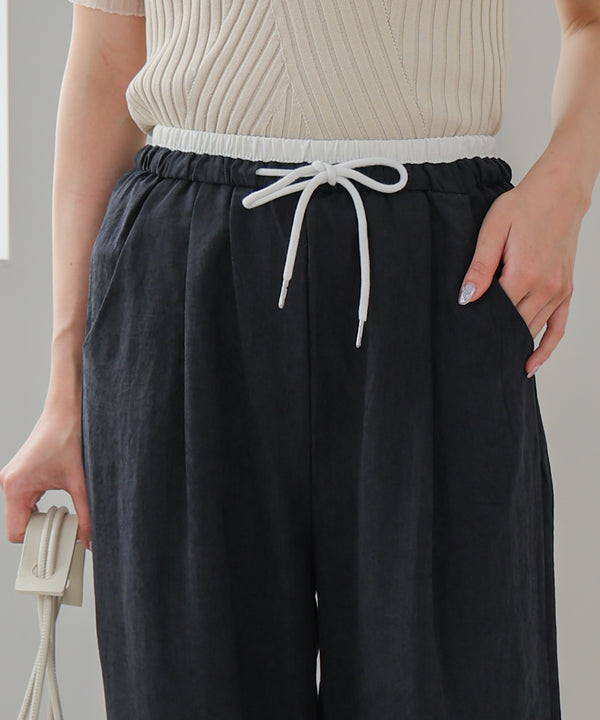 ダブルウエストピーチスキンカラーパンツ