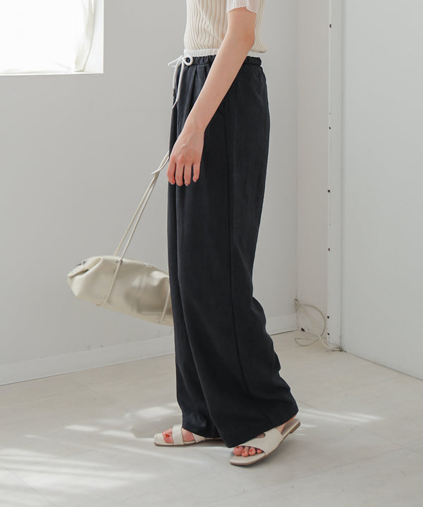 ダブルウエストピーチスキンカラーパンツ