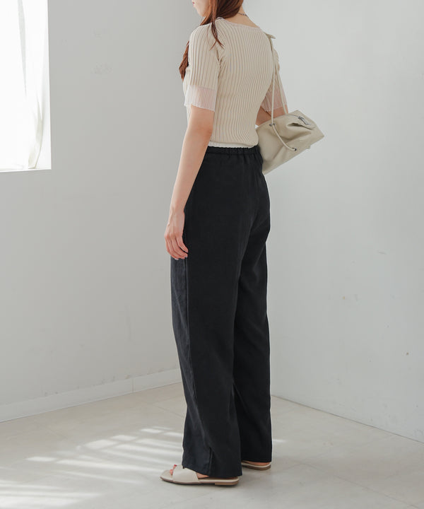 ダブルウエストピーチスキンカラーパンツ