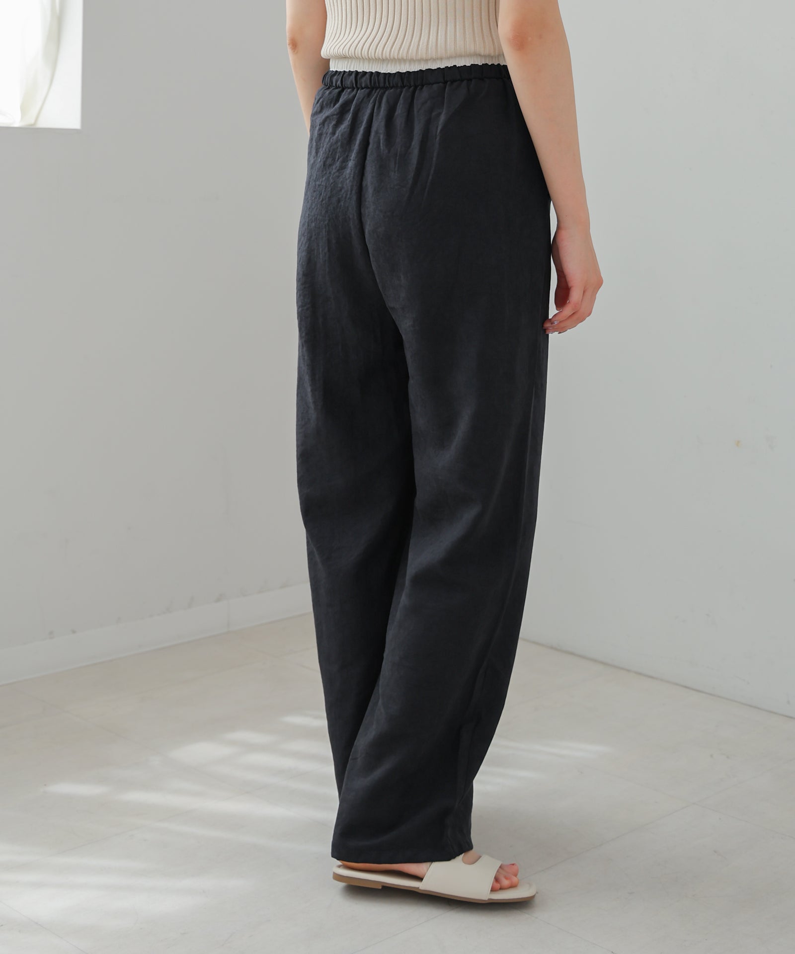 ダブルウエストピーチスキンカラーパンツ