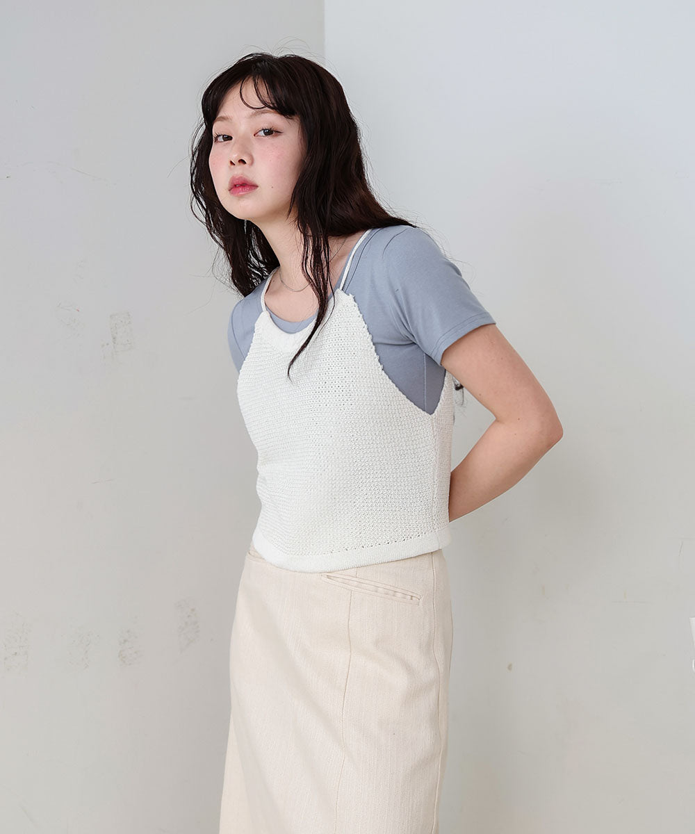 前後2WAYアメスリ リボンニットベスト