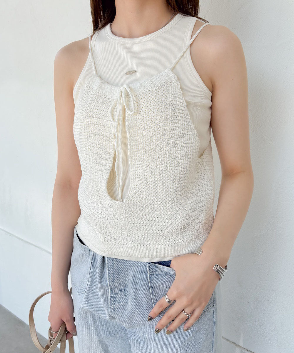 前後2WAYアメスリ リボンニットベスト