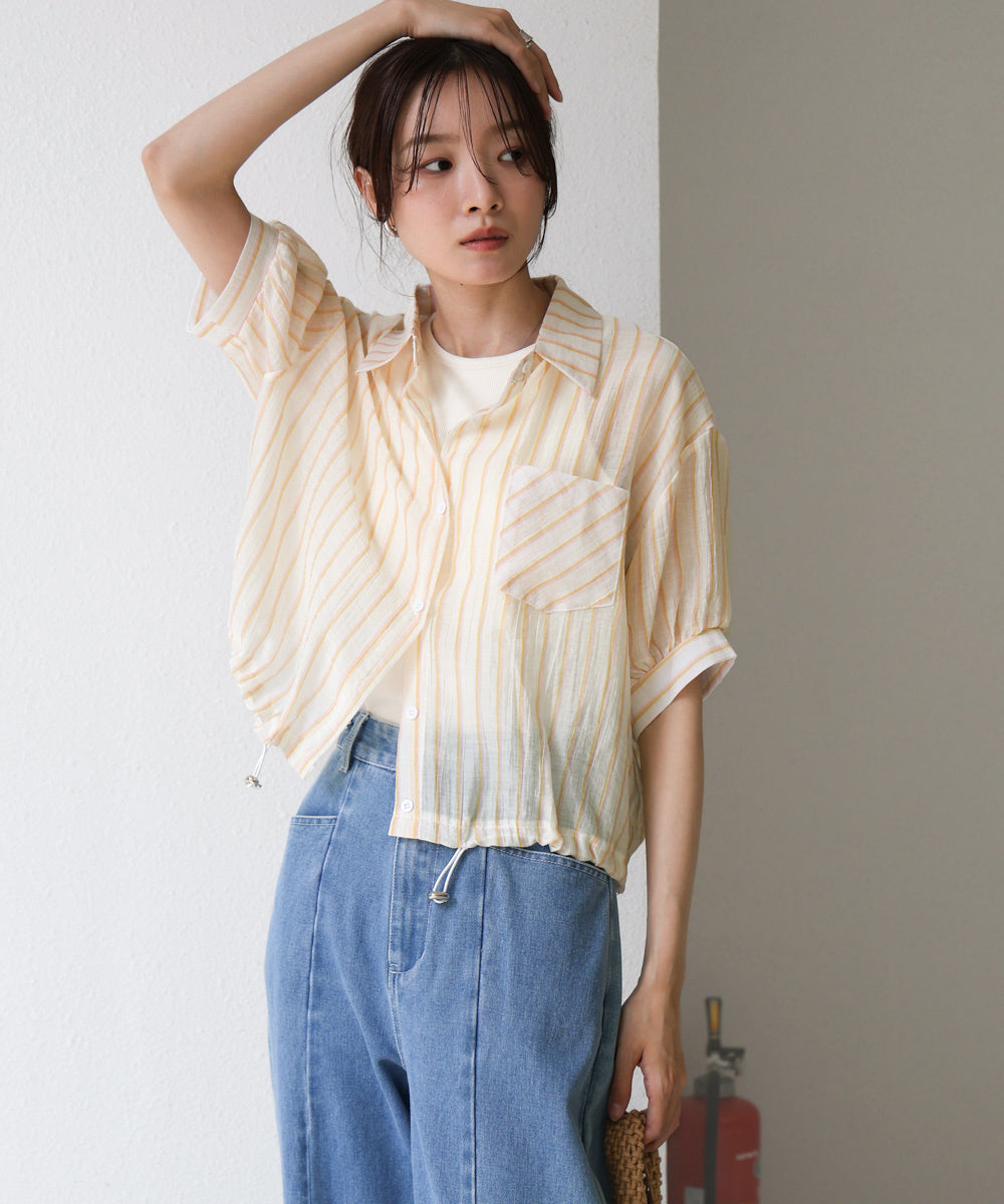 ストライプドロストシャツ