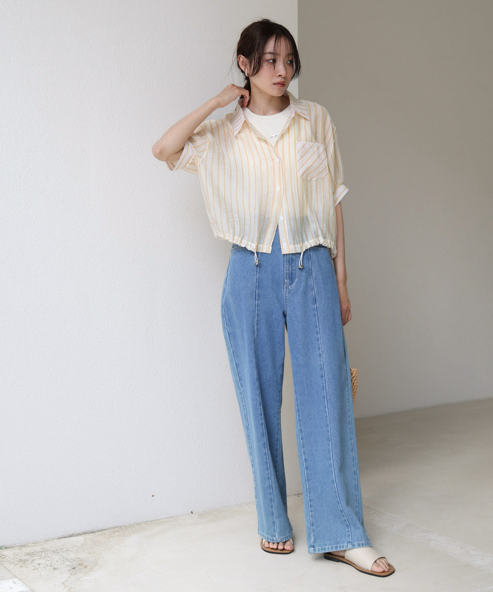 ストライプドロストシャツ