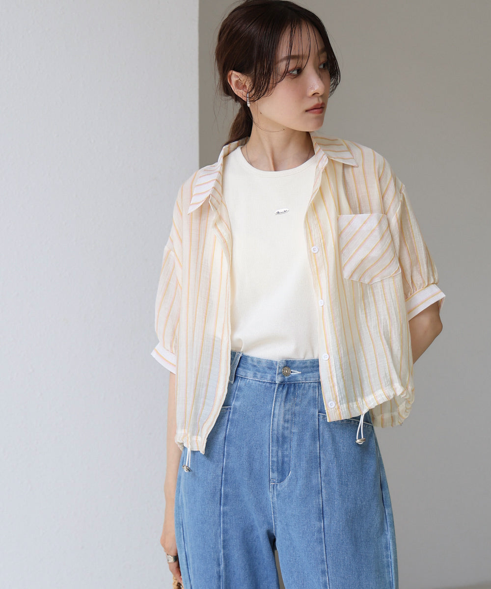 ストライプドロストシャツ