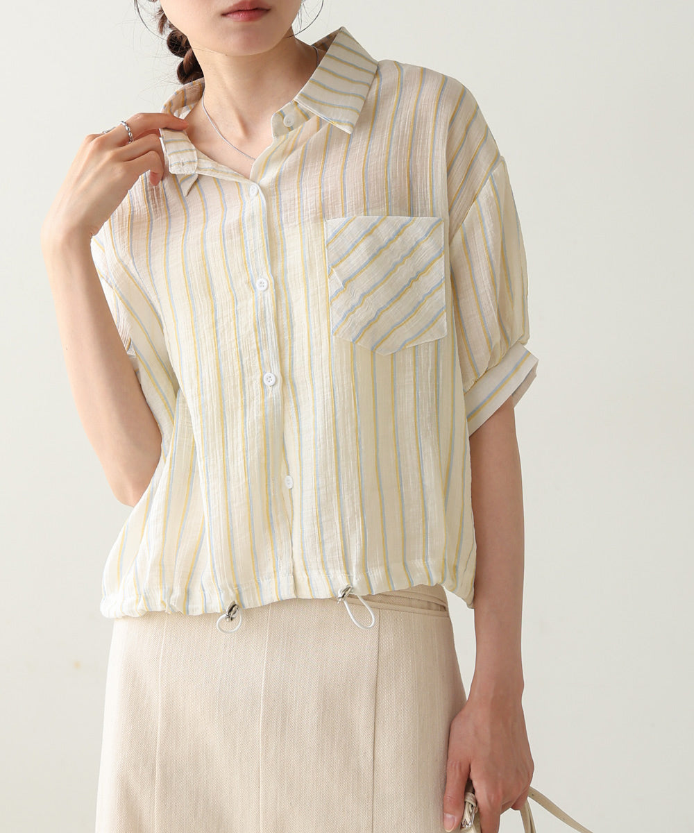 ストライプドロストシャツ
