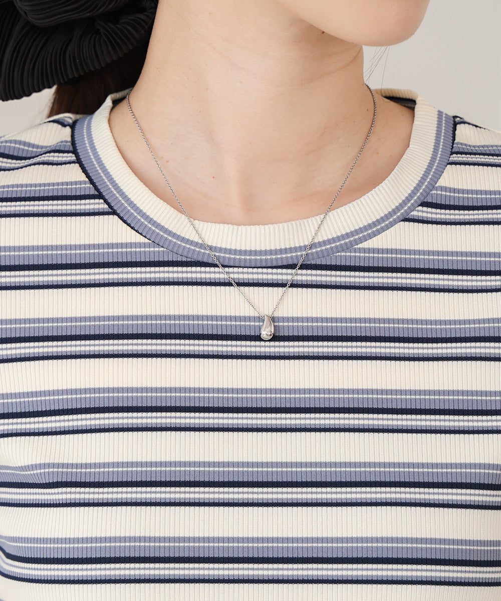 マルチボーダーサイドシャーリングTシャツ