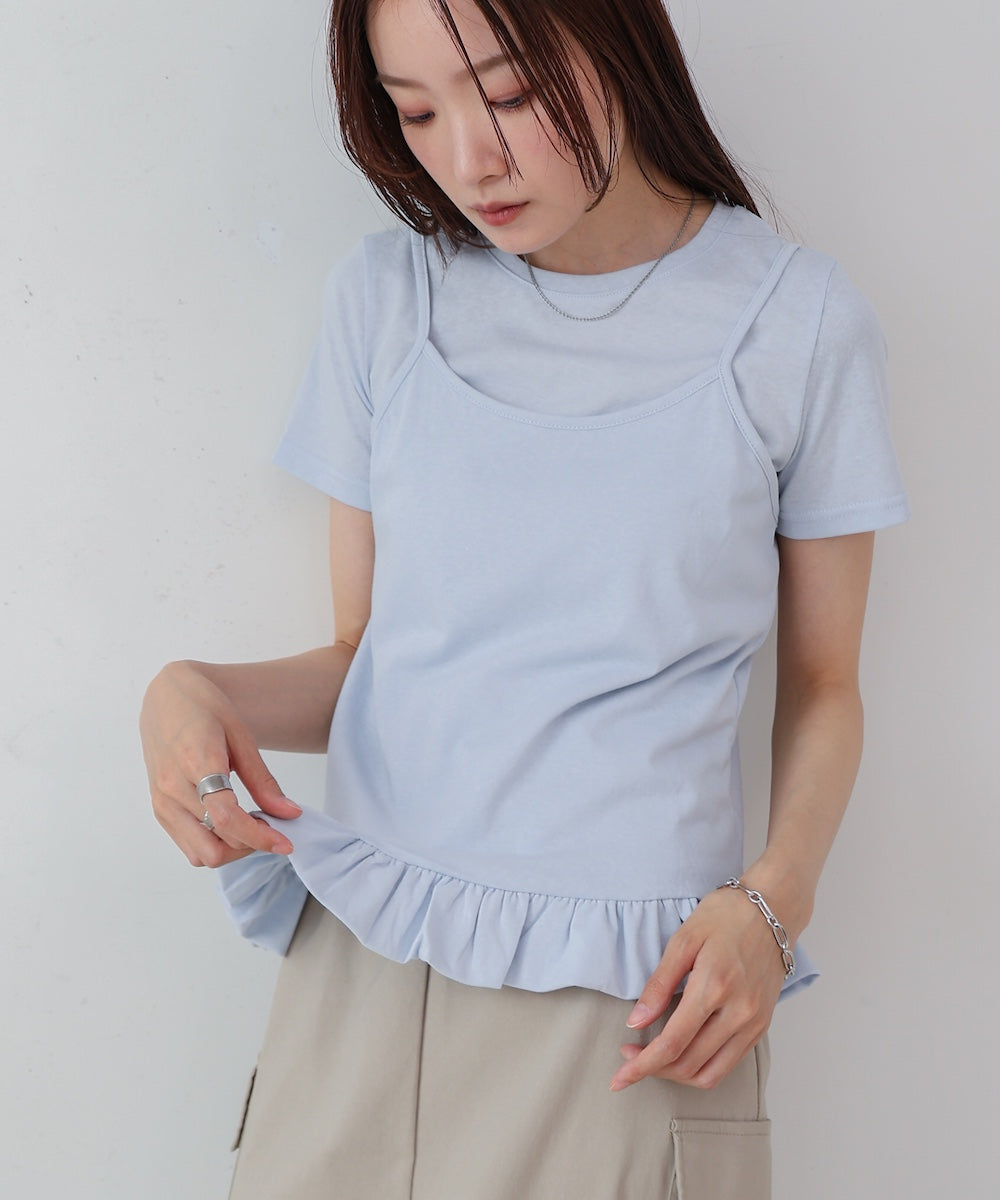 ペプラムバルーンヘムキャミセットTシャツ