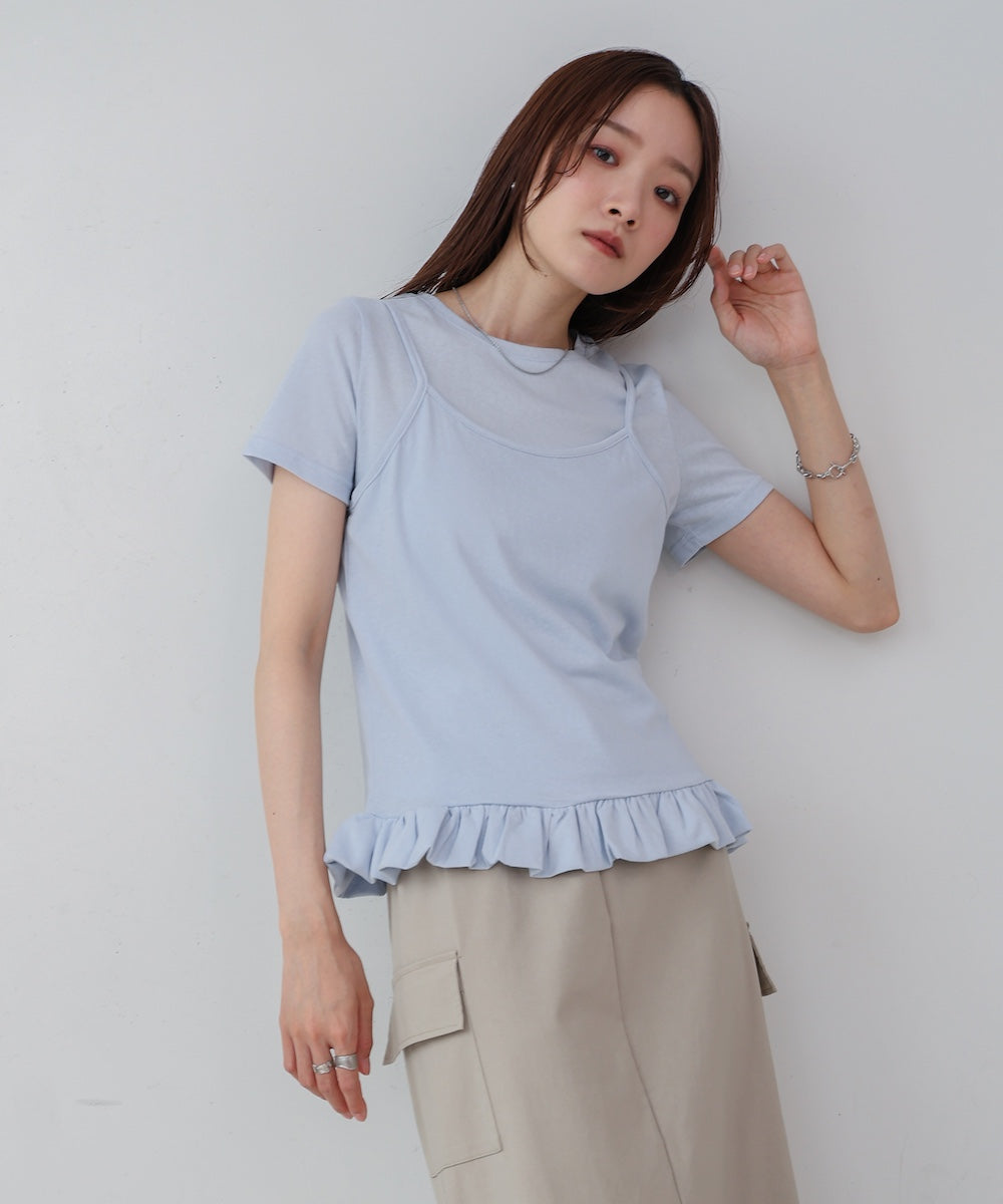 ペプラムバルーンヘムキャミセットTシャツ
