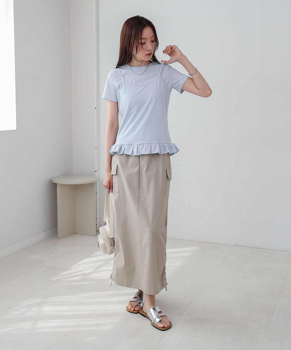ペプラムバルーンヘムキャミセットTシャツ
