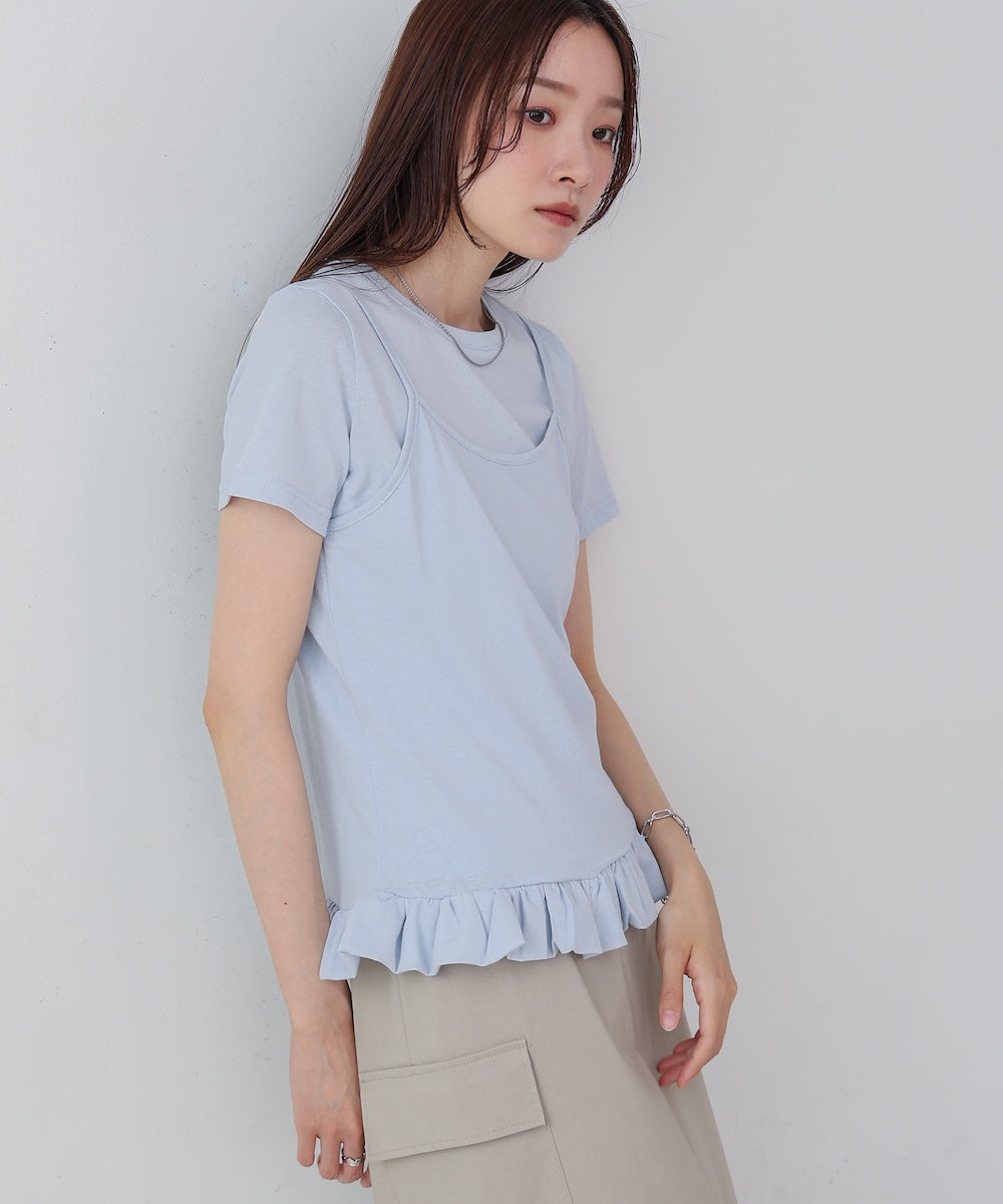 ペプラムバルーンヘムキャミセットTシャツ