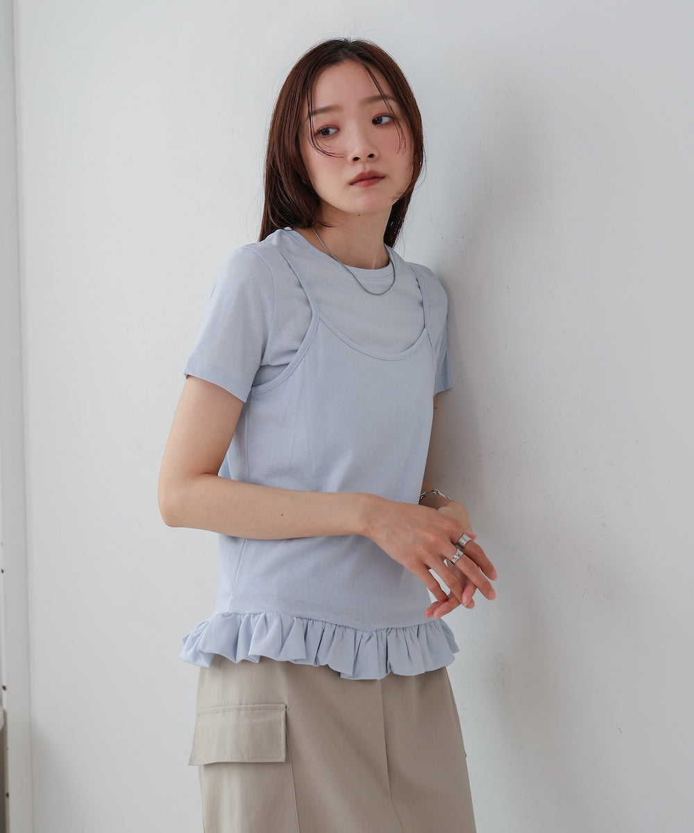 ペプラムバルーンヘムキャミセットTシャツ
