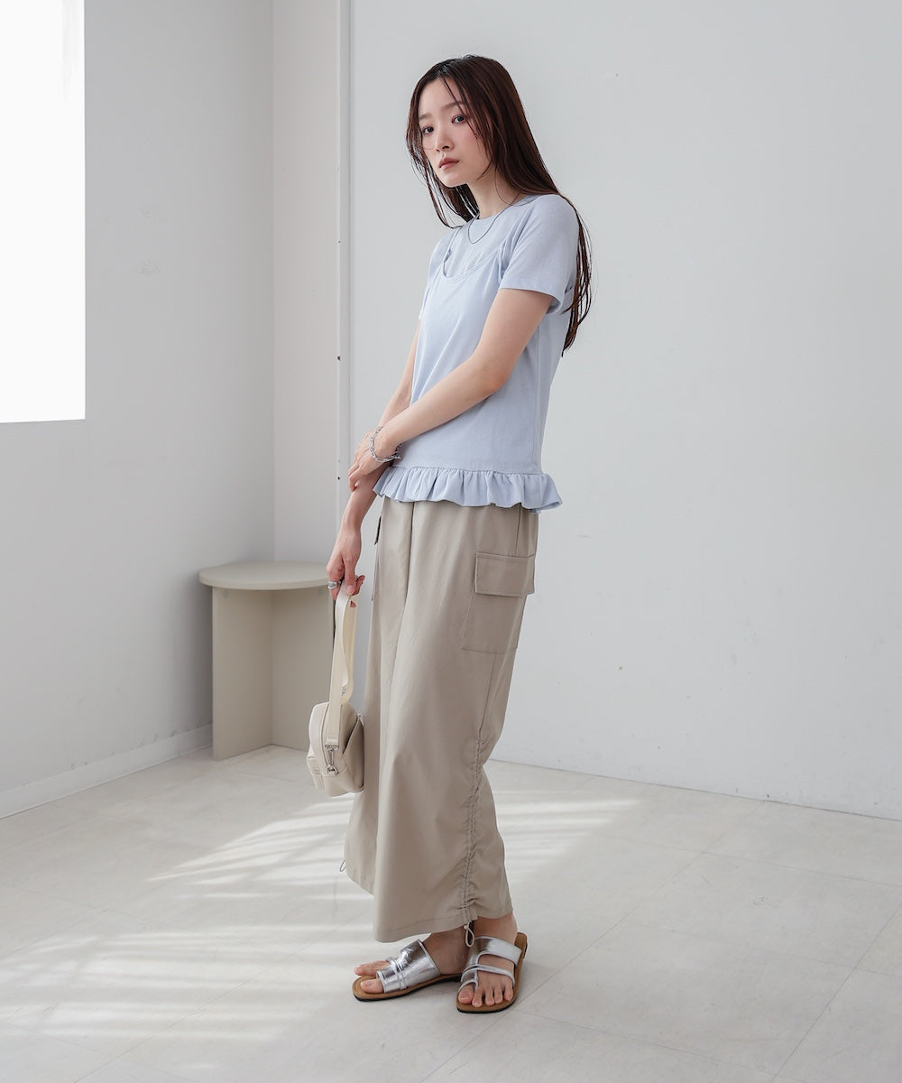 ペプラムバルーンヘムキャミセットTシャツ