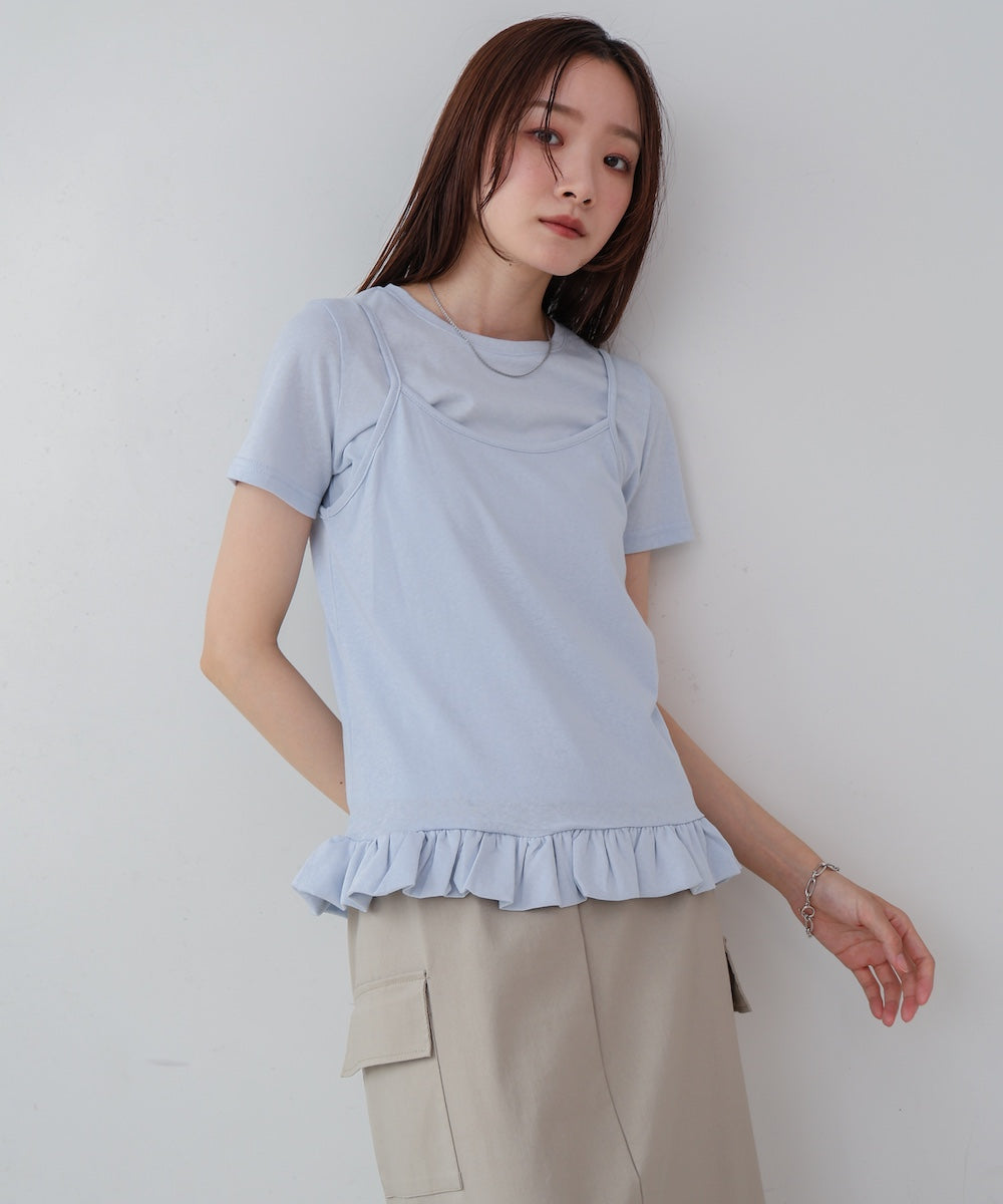 ペプラムバルーンヘムキャミセットTシャツ