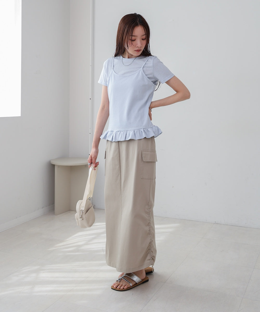ペプラムバルーンヘムキャミセットTシャツ