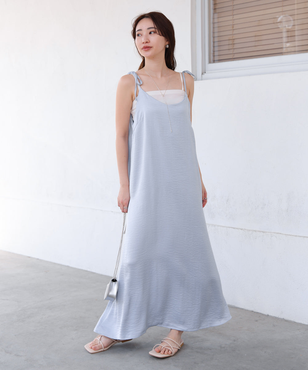 リボンサテンキャミワンピース